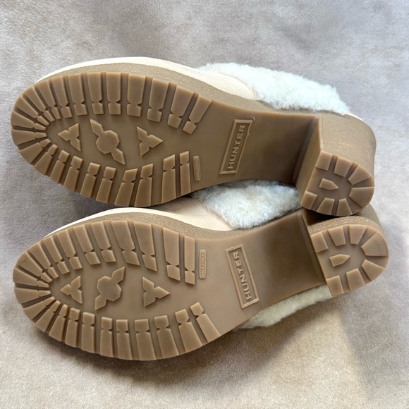 Hunter Bruson Amazonas Shearling Lined Leather Heeled Clog Mule Shoes 8 - Picture 10 of 10